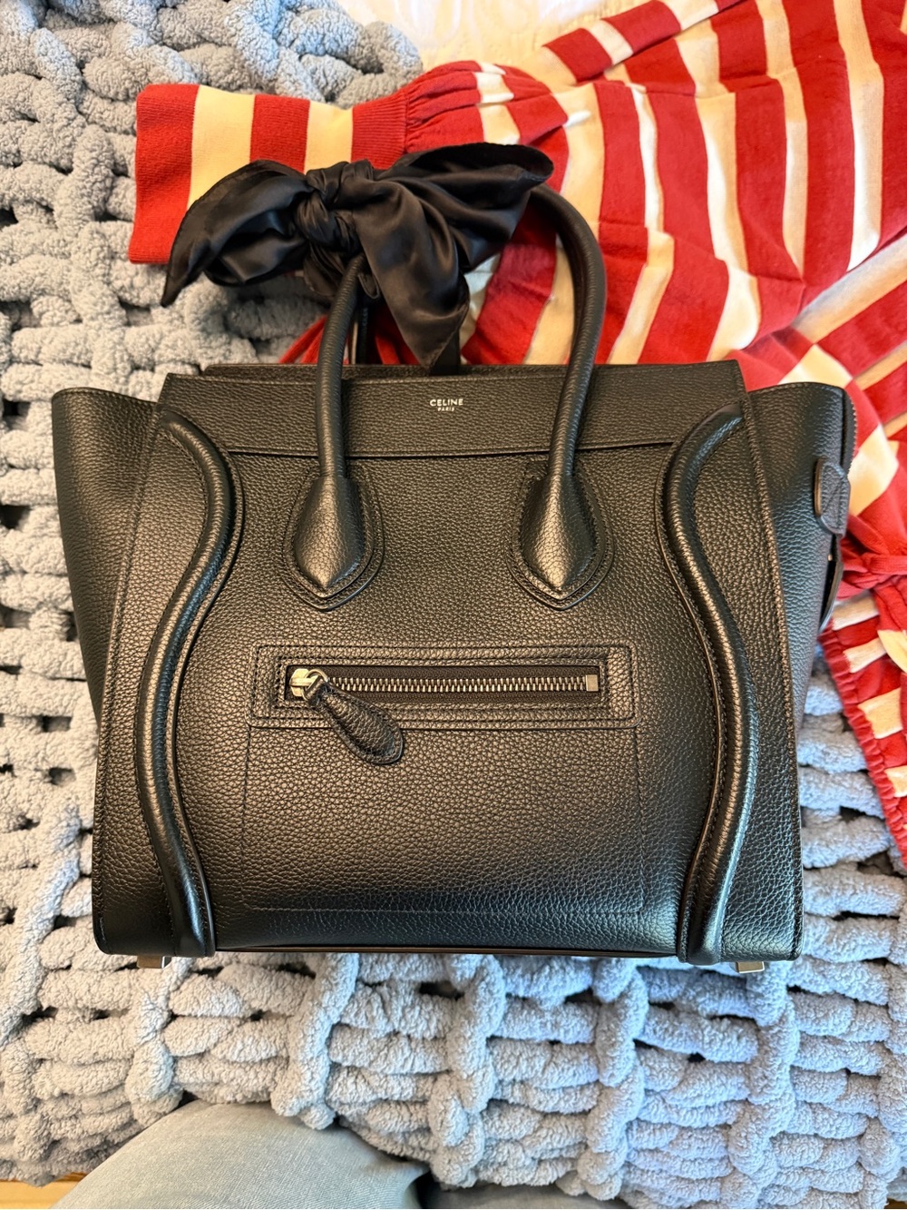 Celine Black Leather Micro luggage